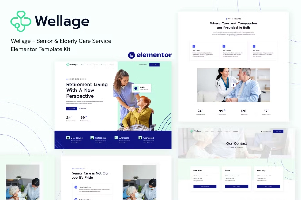 Wellage – Senior & Elderly Care Service Elementor Template