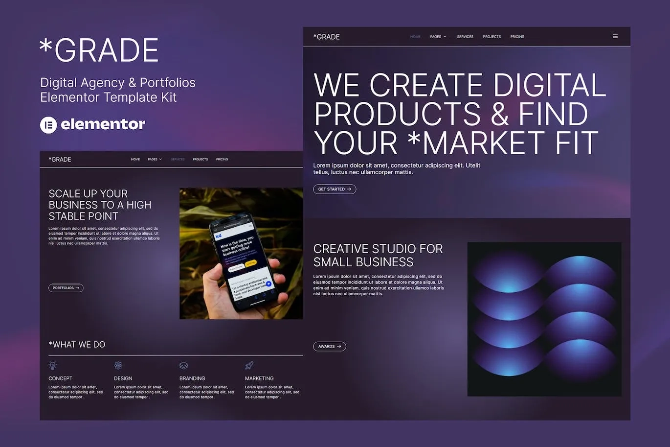 Grade – Creative Agency & Portfolios Elementor Template