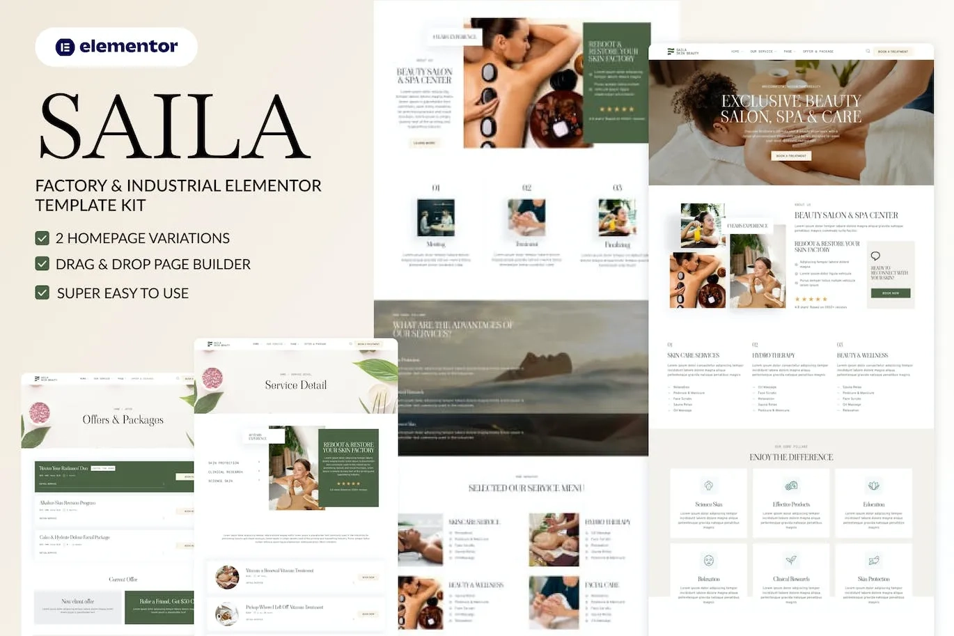 Saila – Spa & Massage Salon Beauty Elementor Template