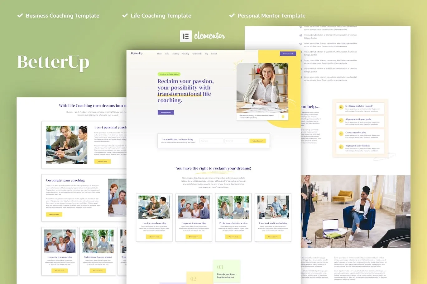 BetterUp – Business Coaching & Mentor Elementor Pro Template
