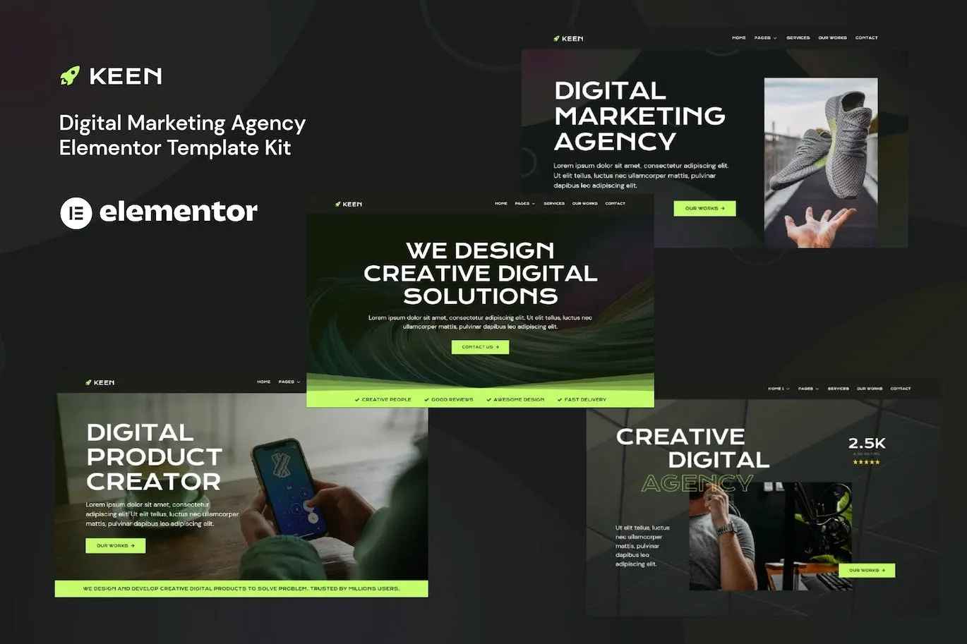Keen – Dark Digital Marketing Agency Elementor Template