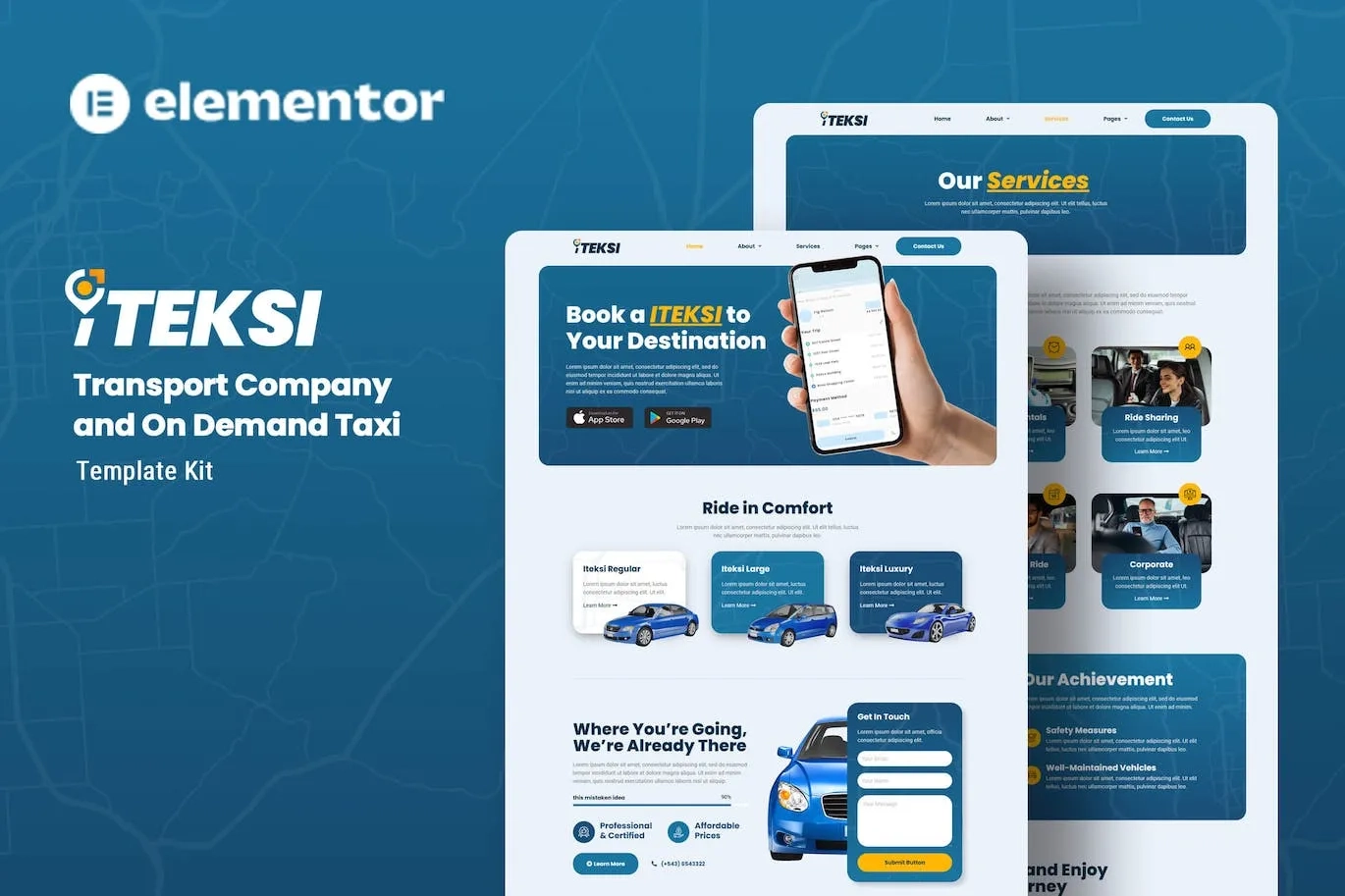 Iteksi – Transport Company & Taxi App Elementor Template