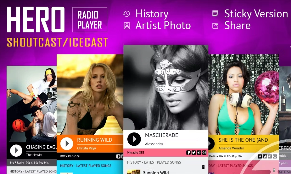 Hero - Shoutcast and Icecast Radio Player With History