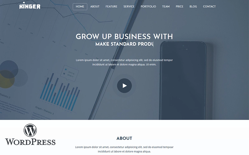 Kinger – Personal Business Portfolio Landing WordPress Theme