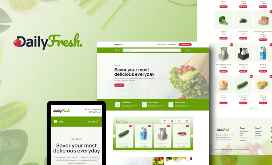 DailyFresh – Grocery Store Elementor Template