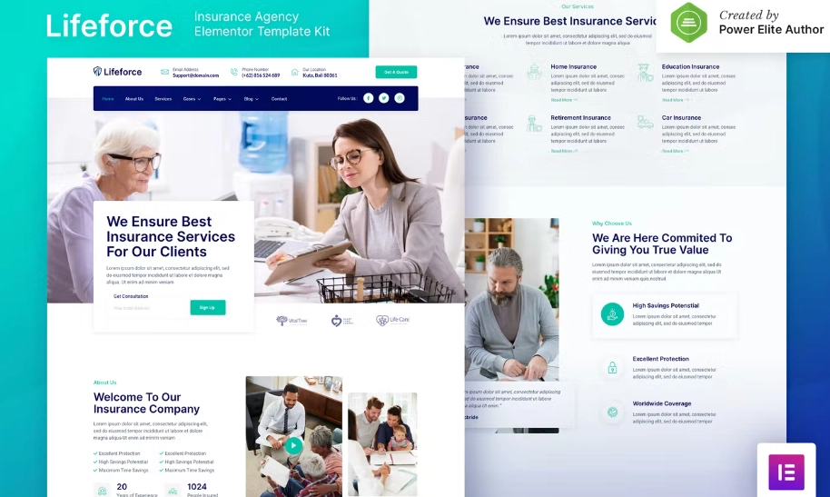 Lifeforce – Insurance Agency Elementor Template