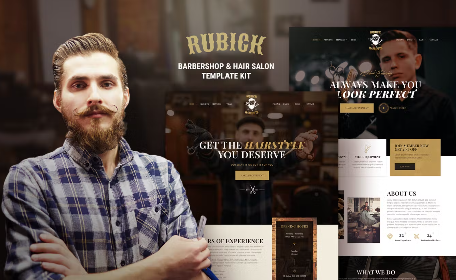 Rubick – Barbershop & Hair Salon Elementor Template