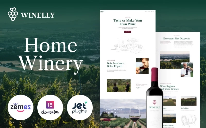 Winelly – Wine Tasting Theme with WordPress Elementor Theme WordPress Theme