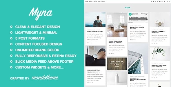 Myna – A Masonry WordPress Blog Theme
