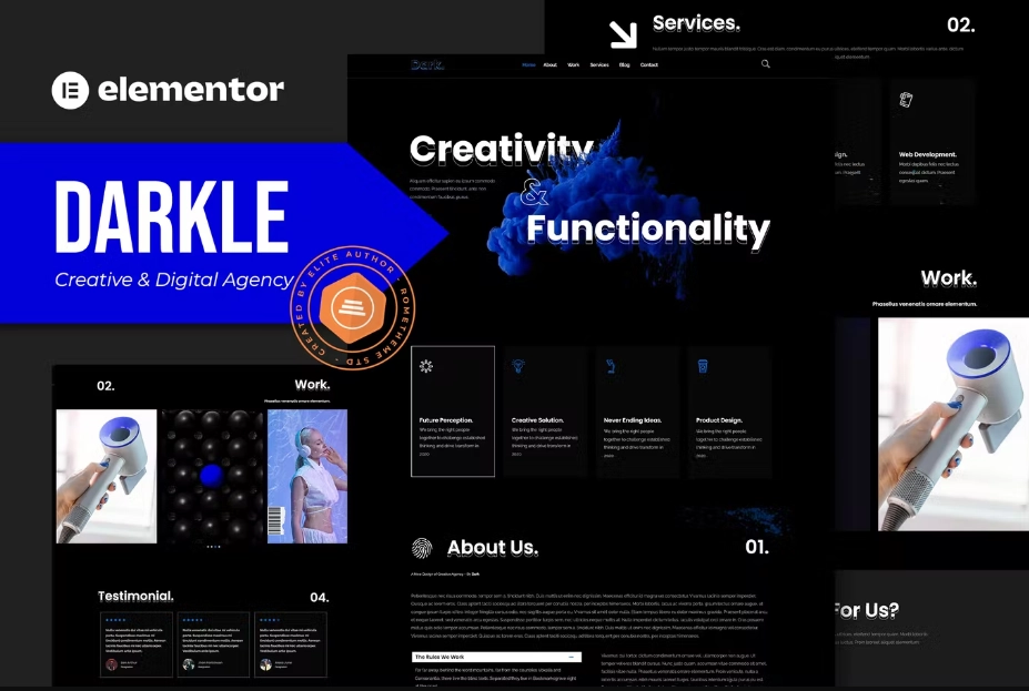 Darkle – Creative & Digital Agency Elementor Template