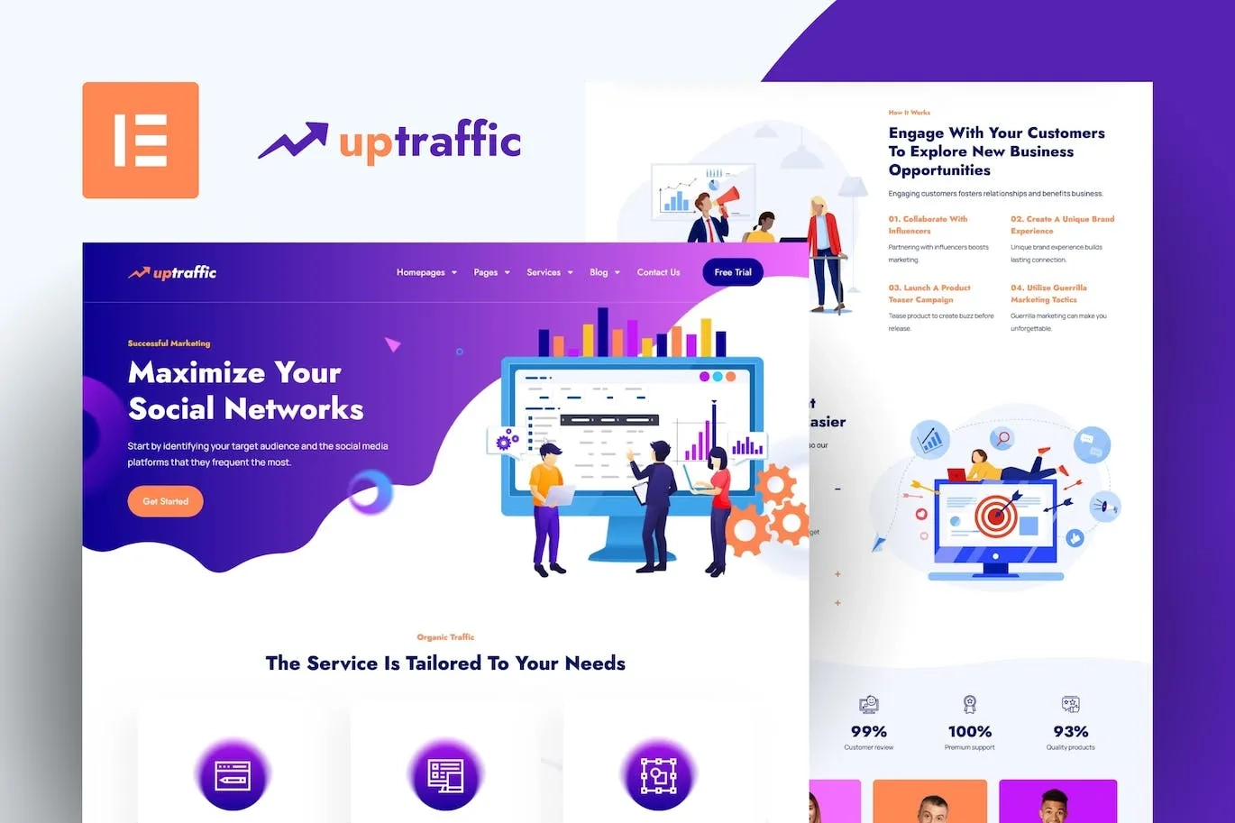 Uptraffic – Digital Marketing Agency Elementor Template