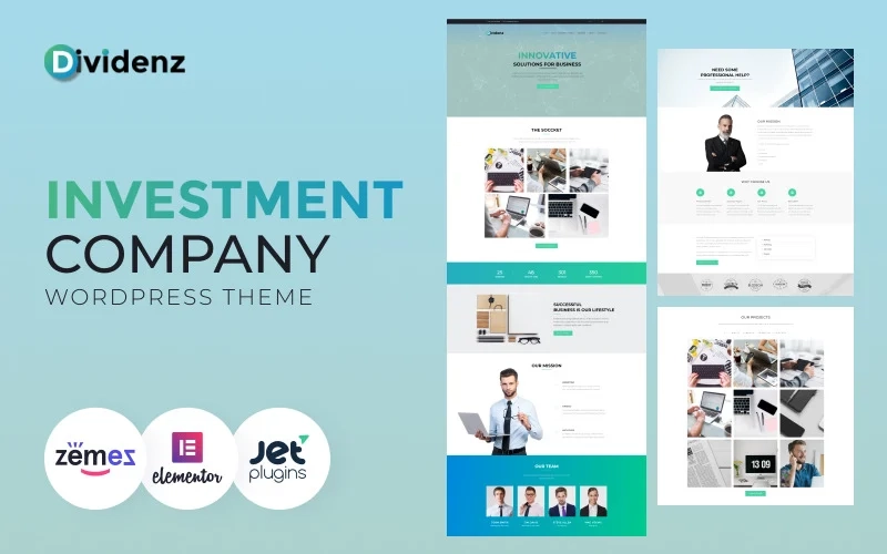 Dividenz – Investment Company WordPress Elementor Theme WordPress Theme