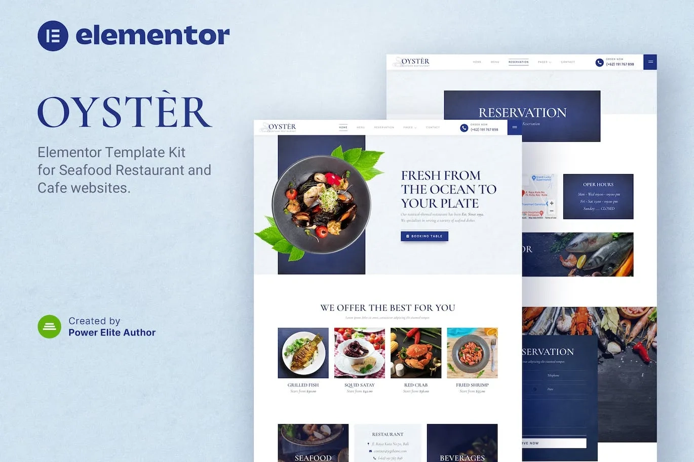 Oyster – Seafood Restaurant & Cafe Elementor Template