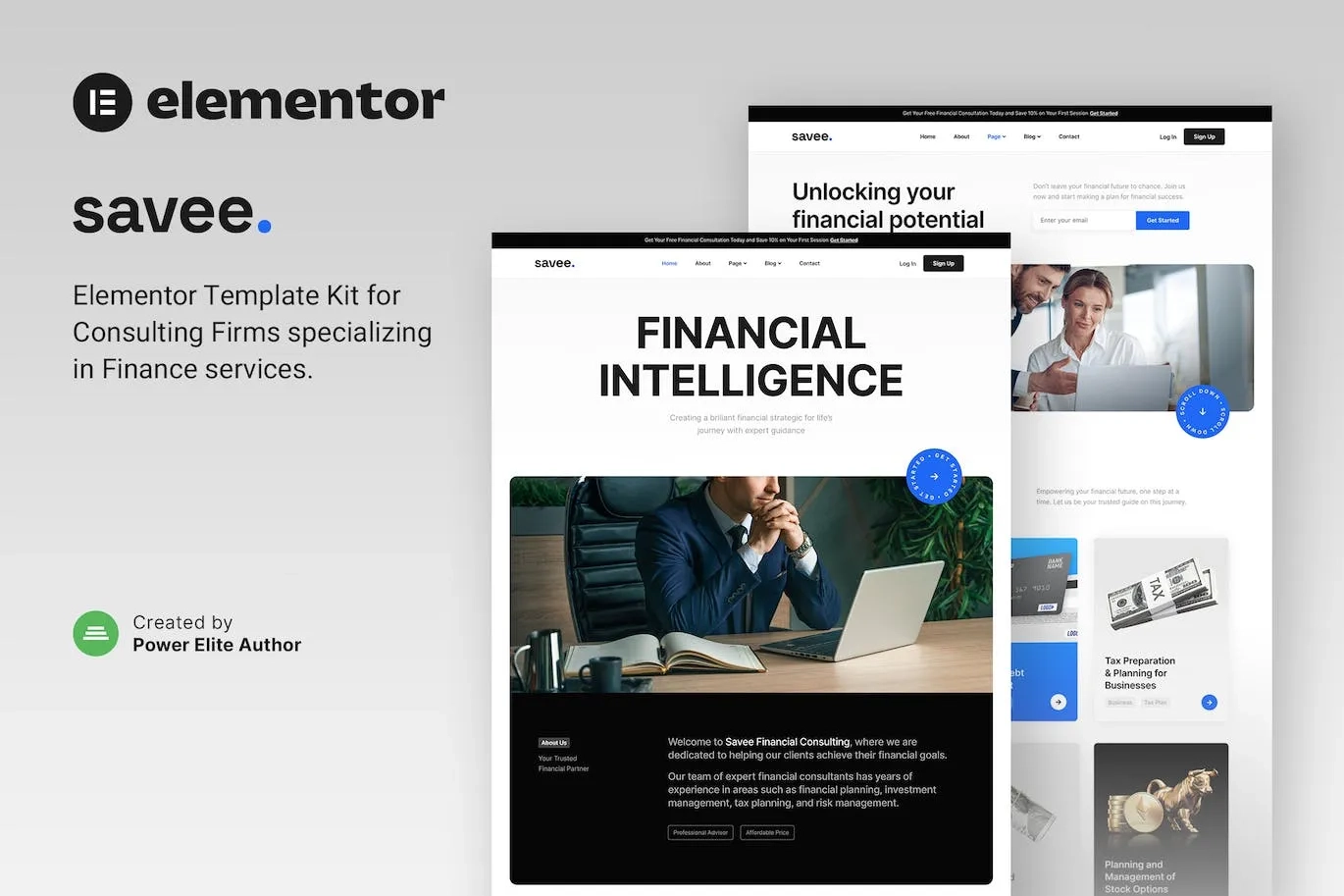 Savee – Financial Consulting Elementor Template