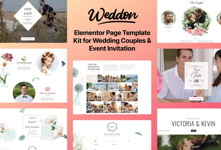 Weddon – Wedding Event Invitation Elementor Template