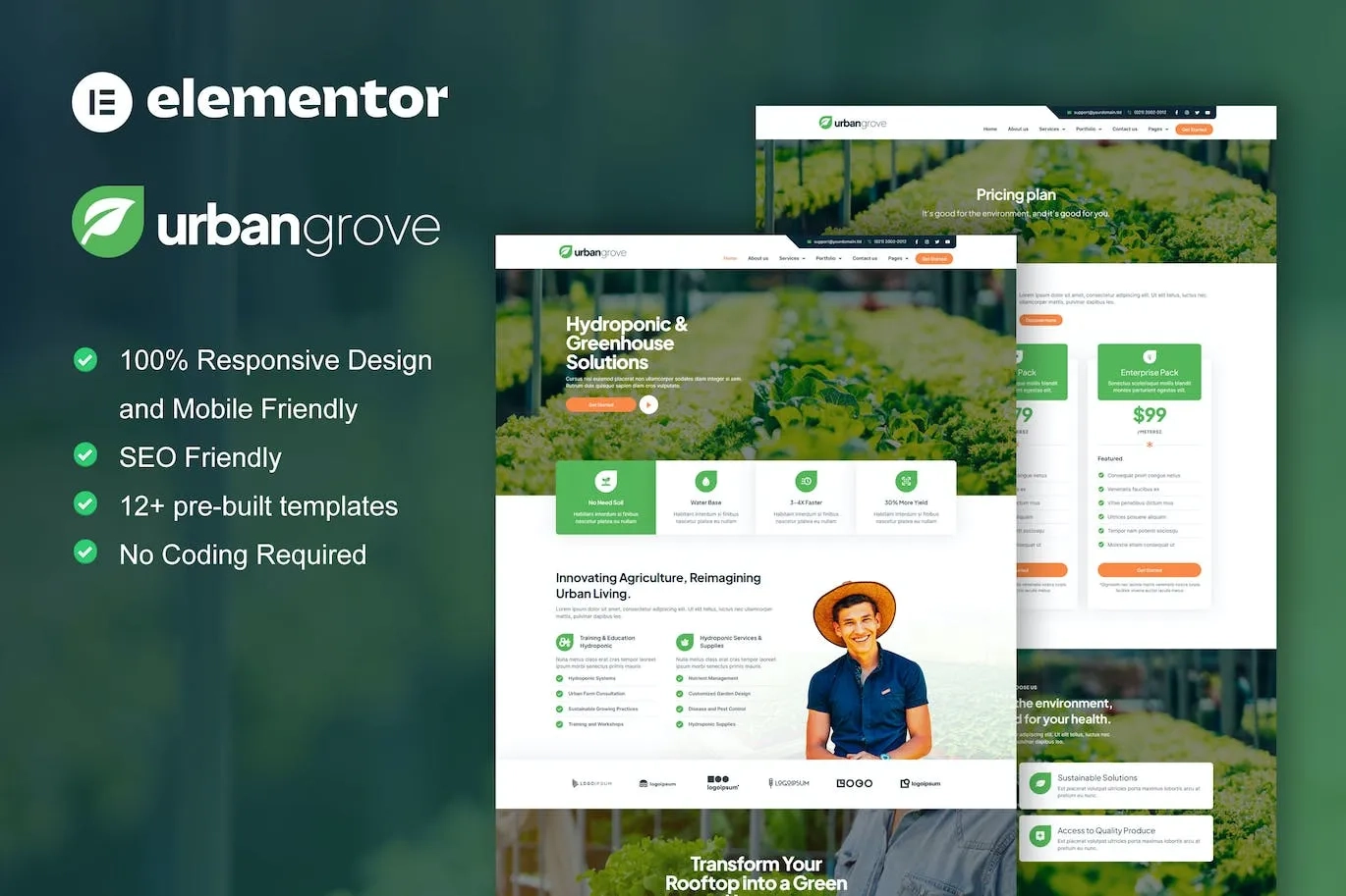 UrbanGrove – Hydroponic & Agriculture Elementor Template