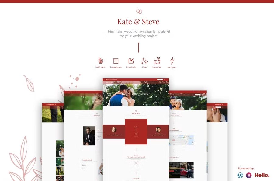Kate & Steve – Wedding Invitation Elementor Template