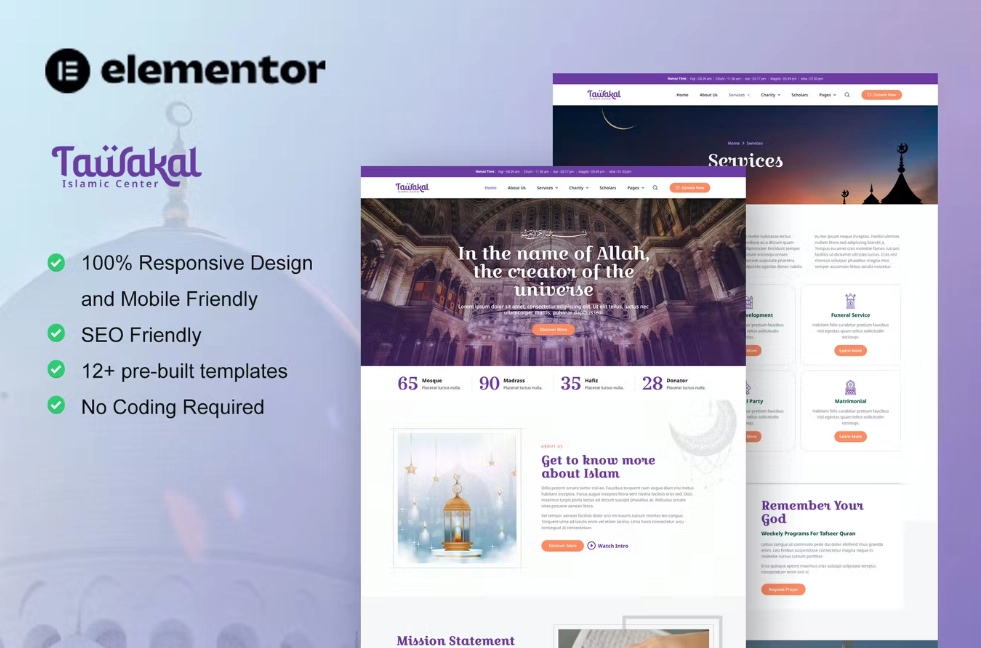 Tawakal – Mosque & Islamic Center Elementor Template