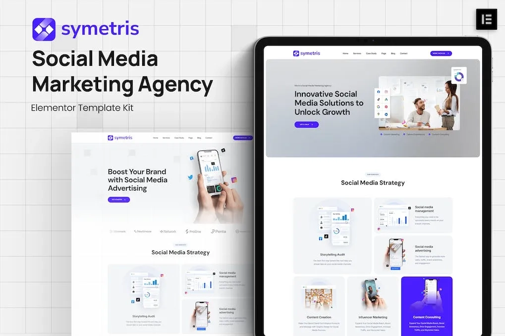 Symetris – Social Media Marketing Agency Elementor Template