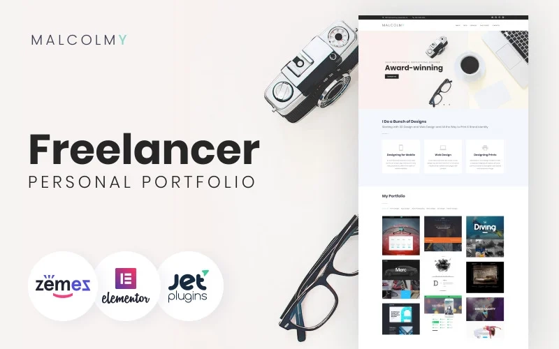 MalcolmY – Professional and Good-Looking Web Design Portfolio Templates WordPress Theme