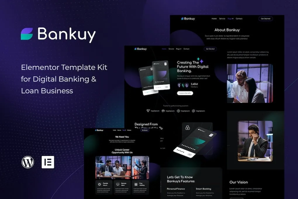Bankuy – Digital Banking & Business Loan Elementor Template