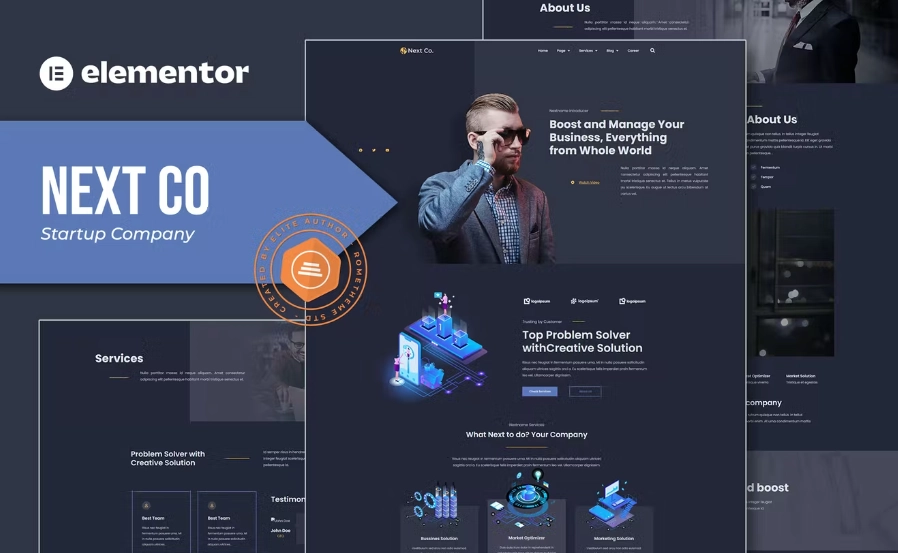 Next Co – Startup Company Elementor Template