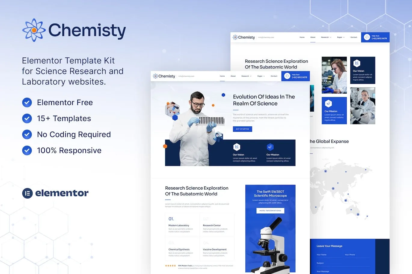 Chemisty – Science Research & Laboratory Elementor Template