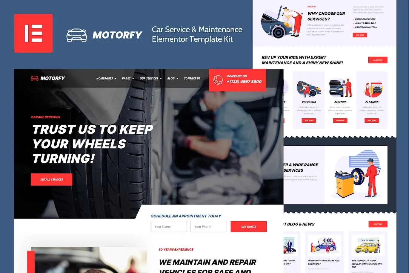 Motorfy – Car Service & Maintenance Elementor Template
