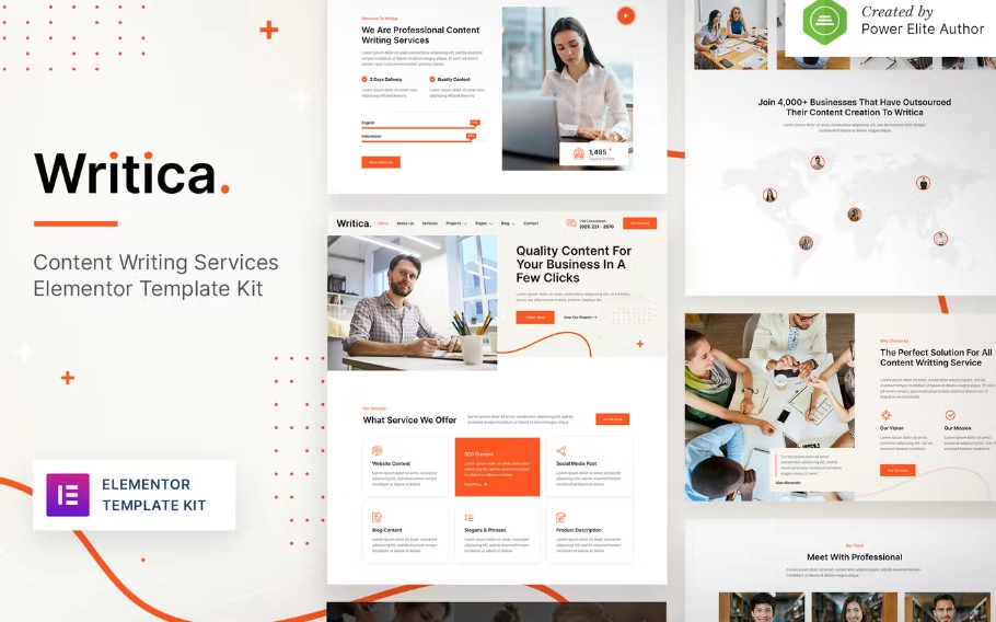 Writica – Content Writing Services Elementor Template
