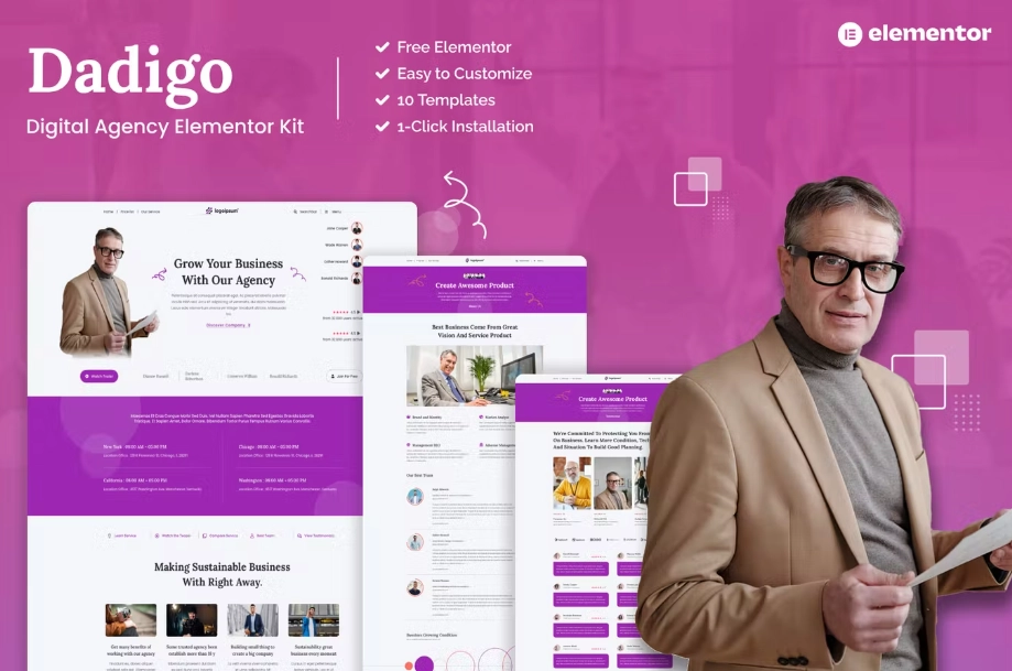 Dadigo – Digital Agency Elementor Template
