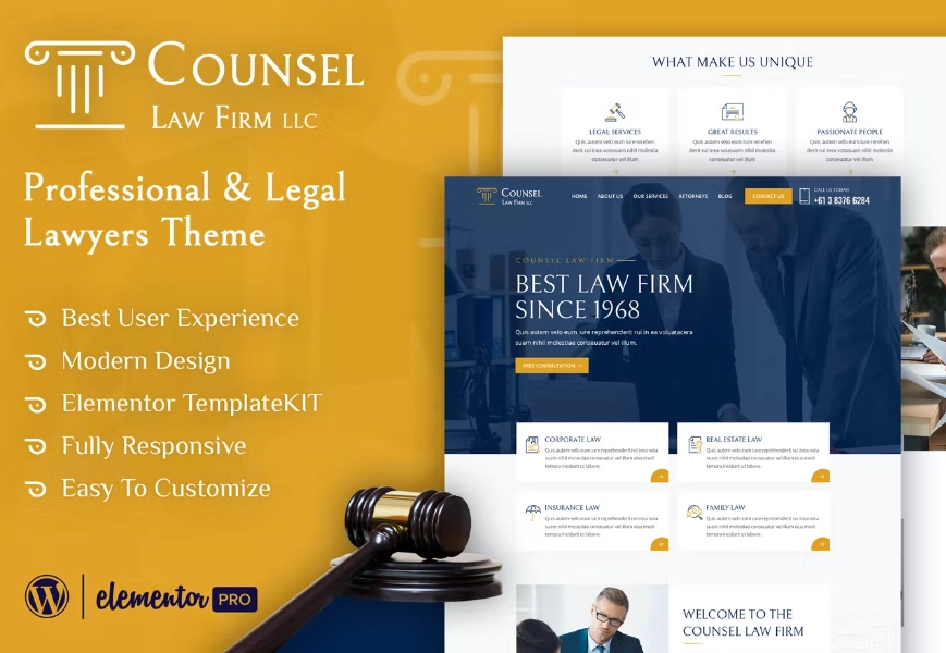 Counsel – Law Firm Elementor Template