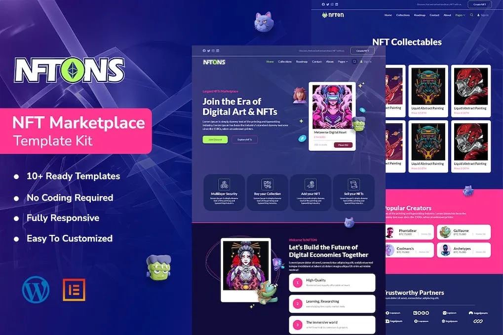 NFTONS – NFT Service & Crypto Currency Elementor Template
