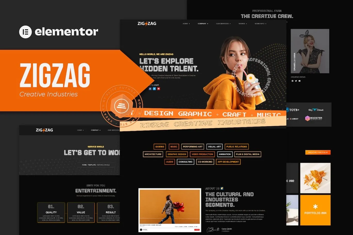 Zigzag – Creative Industries Elementor Template