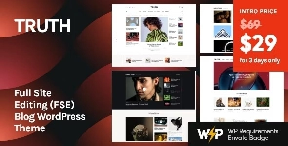 Truth – Full Site Editing (FSE) Blog WordPress Theme