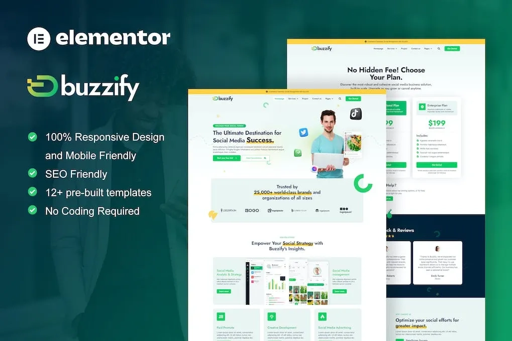 Buzzify – Social Media Marketing Agency Elementor Template