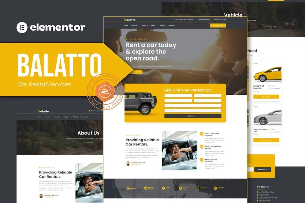 Balatto – Car Rental Company Elementor Pro Template