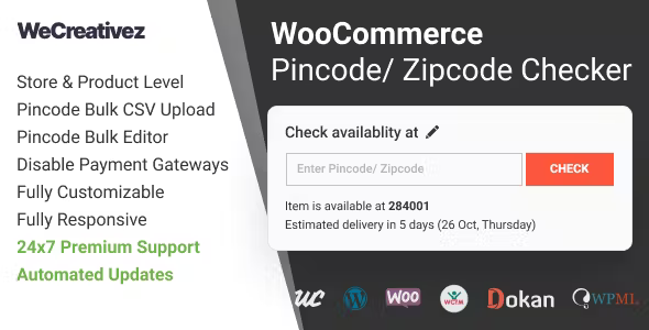 WooCommerce Pincode Zipcode Checker