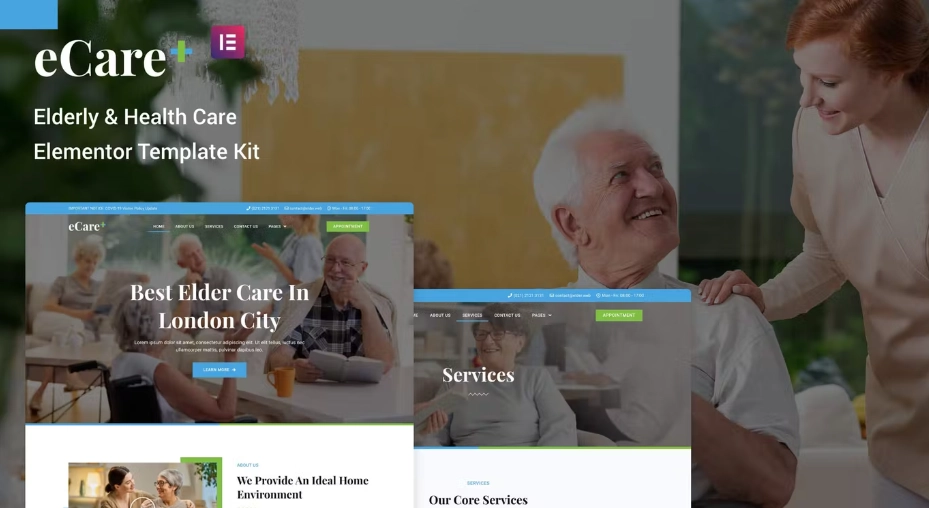 eCare – Elderly & Health Care Elementor Template