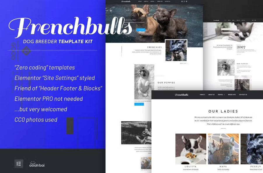 Frenchbulls – Dog Breeder Elementor Template