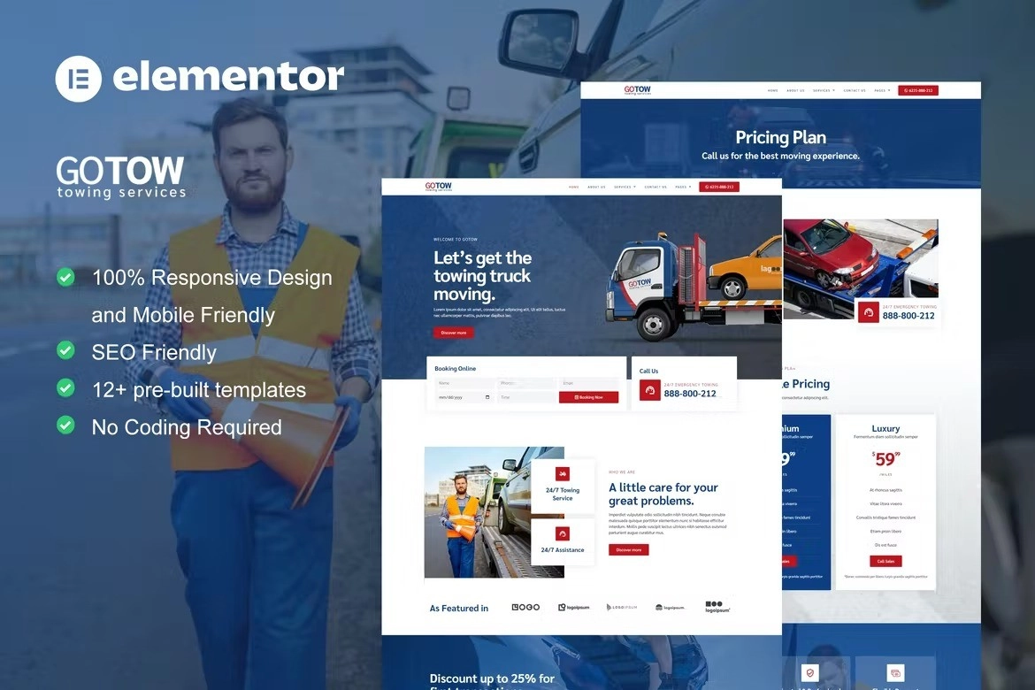 Gotow – Towing Services Elementor Template